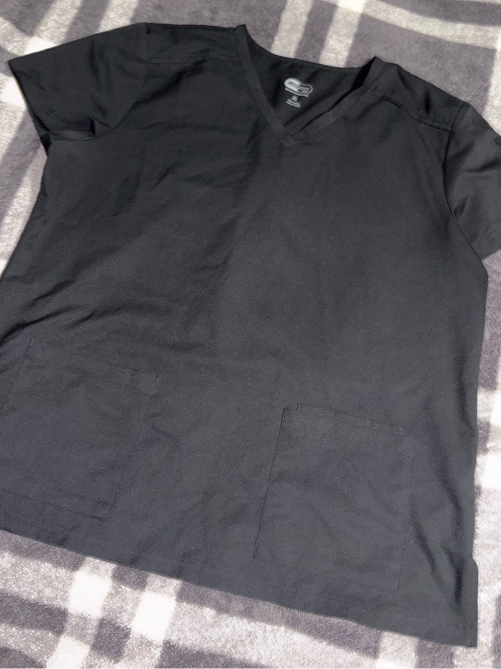 Black Womens Scrub Top with Patch Pockets